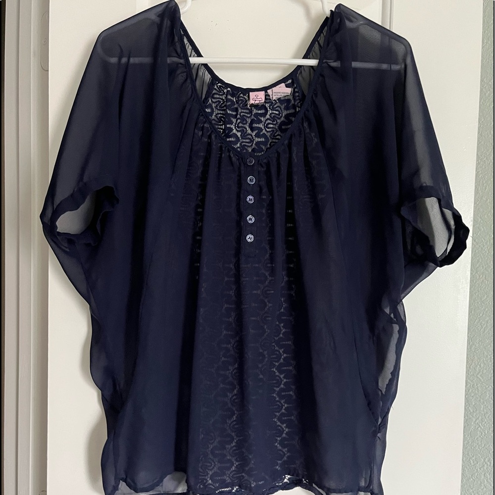 Blue mesh blouse size small